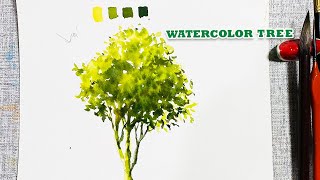 Watercolor | Hướng dẫn vẽ cây đơn giản | Tutorial tree watercolor
