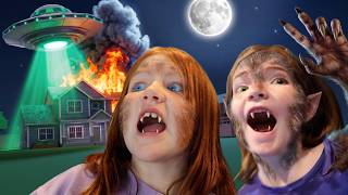 Wolf Family in ROBLOX!!  Alien invasion while hiding in a Brookhaven House! a fun new Werewolf Story