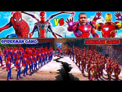 Franklin Ironman Gang VS Shinchan Spiderman Gang Fight In GTA 5!