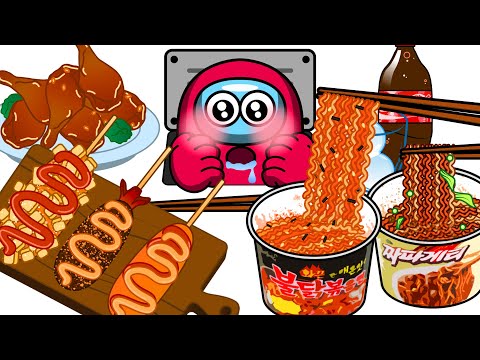 편의점 먹방 - 어몽어스 애니메이션 먹방