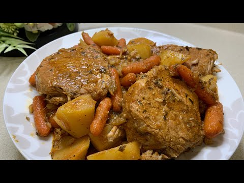 “Medallones de Cerdo Jugoso con Papas y Zanahorias en Olla Express | Con truco y sabor casero”