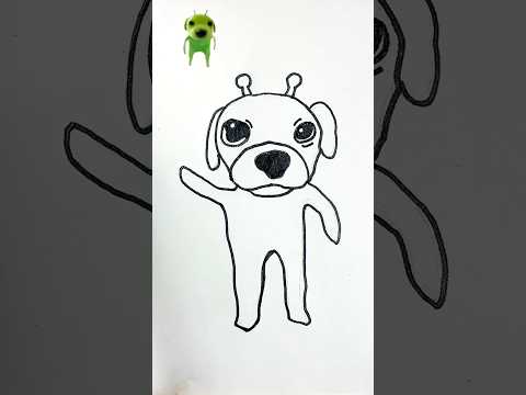 Gog The Green Alien Dog Paint Art 💚 Singing Pretty Little Baby #art #memes #shortsvideo