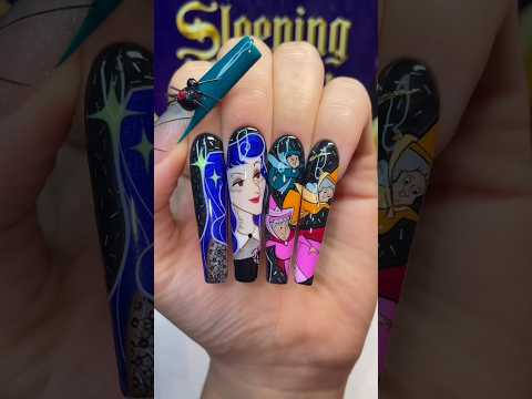 SLEEPING BEAUTY nail art?! 🖤💅🏻☠️ #nails #nailart #naildesign #nailartist #gelnails #nailsart