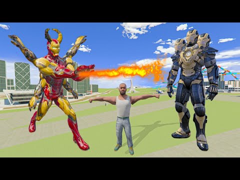 6 Arm Giant IRON MAN VS BLACK Evil IRON MAN in INDIAN BIKE DRIVING 3D