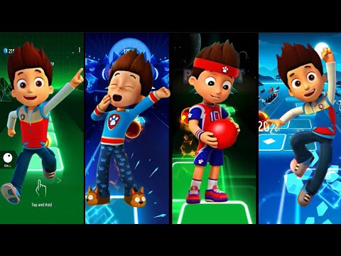 Paw Patrol Team Ryder 🆚️ Rubble 🆚️ Rocky 🆚️ Chase -- Tiles Hop Music Game