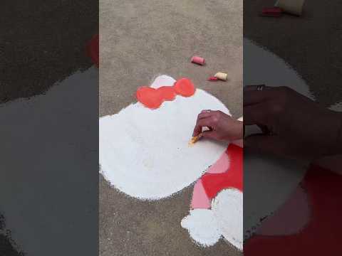 Drawing Hello Kitty in sidewalk chalk! #chalkart