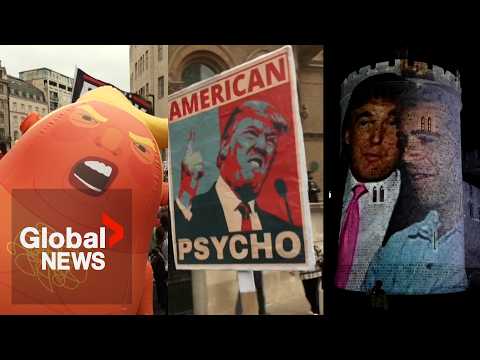 YouTube video thumbnail: "Disgusting": Thousands of Anti-Trump Protesters March in London Against UK State Visit