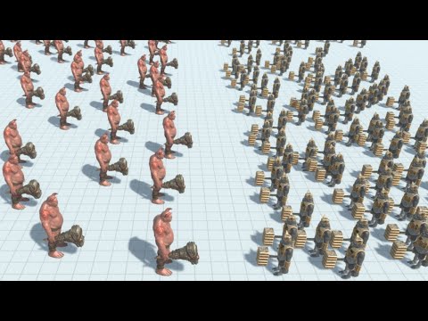100 Ogre Lord Army vs 100 Mutant Primates Ape Army ARBS Animal Revolt Battle Simulator