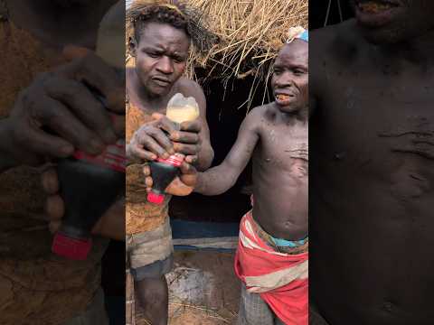 Bushman See coke for first Time 😁😋😲#villagelife #food #wildlife