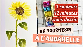 Tournesol à l’aquarelle : tuto facile sans dessin (12 minutes seulement)