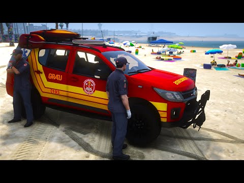 RESGATE SALVA BANHISTA QUE SE AFOGOU NO MAR! | GTA 5 EMERGÊNCIA 24HS