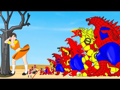 Evolution Of SPIDERMAN Godzilla Vs IRONMAN Godzilla Playing Squid Game 2 Animation | 어몽어스 오징어 게임 2