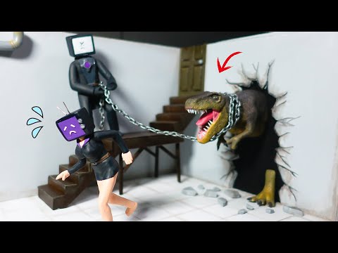 Making TV Man Save TV Woman from T-Rex Dinosaur - Skibidi Toilet | Polymer Clay | Diorama