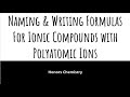 Naming Ionic Compounds and Oxyanions