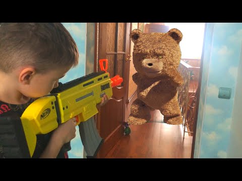 Nerf Game Teddy bear pissed off  Нерф Игра Мишка разозлился