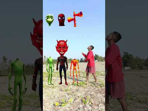 Spiderman,, siren & dancing alien Correct the head matching game - magical #shorts