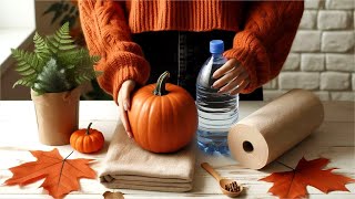 DIY Fall Decor Idea 🍁Plastic bottle and Paper towels/ Cheap & Easy