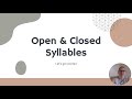 Exploring Open and Closed Syllables in One-Syllable Words