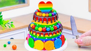 Mini Rainbow Cake Recipe With Chocolate❤️Delicious Miniature Colorful Buttercream Cake Dessert