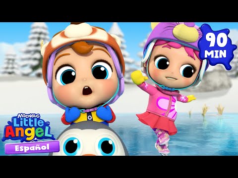 Patinamos sobre hielo en familia⛸️❄️ | Caricaturas | Canciones Infantiles🎵| Little Angel Español