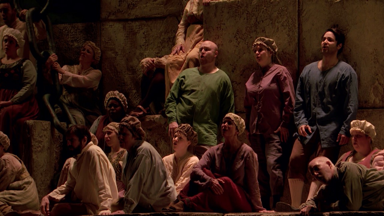 Actors in opera "Nabuco" dressed as Israelites