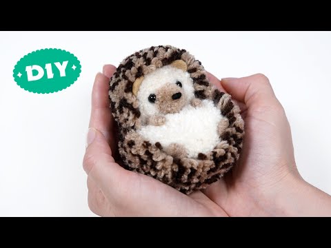 🦔 Diy Hedgehog Pom Pom 🧶 How to make Hedgehog from Yarn 🦔