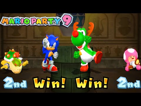 Mario Party 9 Step It Up - Bowser Jr vs Sonic vs Yoshi vs Toadtte ( Master Difficulty ) MarioGame