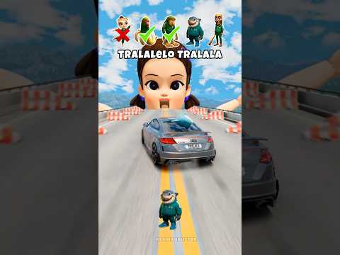 Italian Brainrot Vs. Squid Game Car Jump Challenge 🦈☕ #italianbrainrot #squidgame