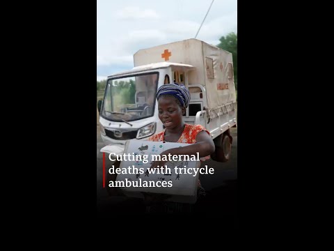 YouTube video thumbnail: Cutting Maternal Deaths With Tricycle Ambulances