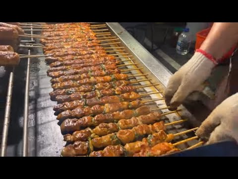 Amazing ! BBQ Skewers, Roasted Chicken Rolls - Taiwanese Street Food