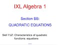 Exploring Characteristics of Quadratic Functions