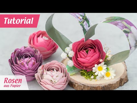 Rosen aus Papier basteln mit Klopapierrolle