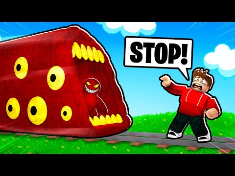CHOP ESCAPES TRAIN EATER MONSTER IN ROBLOX BACKROOMS