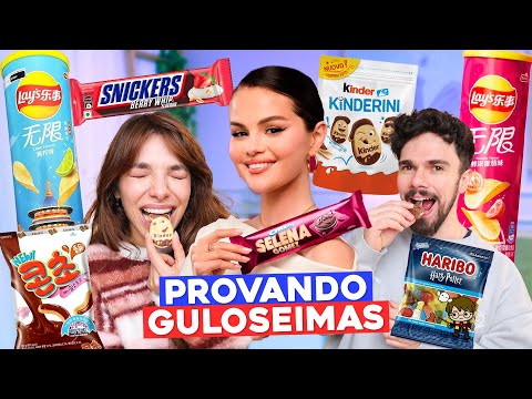 PROVANDO DOCES DIFERENTES | Oreo de Selena Gomez, salgadinho de milho com chocolate, kinder novo…