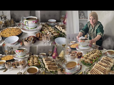 مائدة فطور أول يوم رمضان 2026🌙 بأقل تكلفة! بطبوط معمر طاكوس كراتان وتحلية روعة عصائر حريرة 🔥