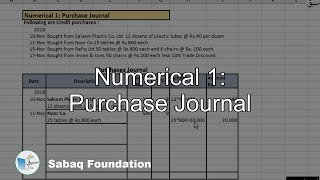 Numerical 1: Purchase Journal