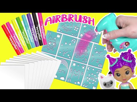 Gabby's Dollhouse DIY Airbrush Art Tutorial with Stencils! Crafts for Kids