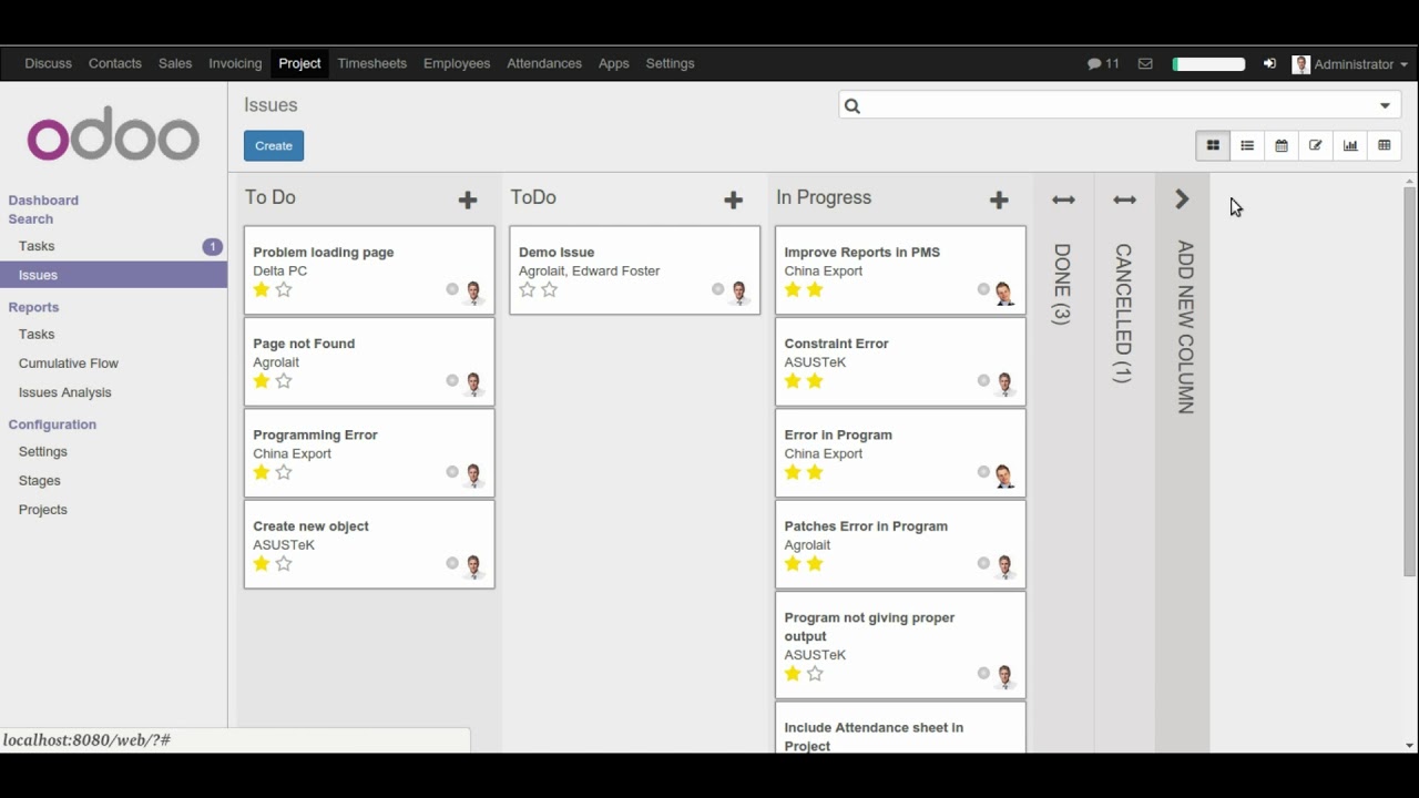 Project Management in Odoo | 30.10.2017

The Odoo project management module helps you to efficiently manage and track tasks, work on them effectively, quickly delegate ...