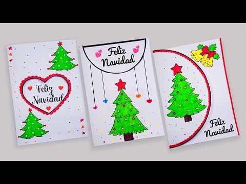 [🎄DIY🎄] 3 tarjetas navideñas de papel blanco fáciles y hermosas | Tarjeta hecha a mano