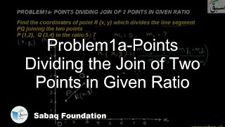 Problem1a-Points Dividing the Join of Two Points in Given Ratio
