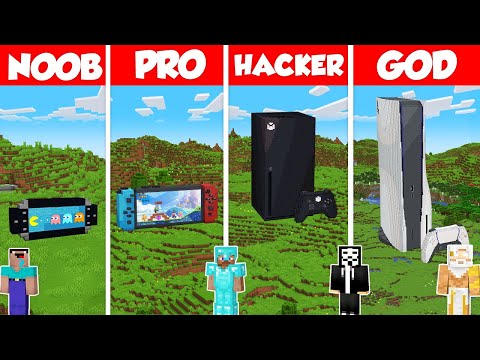 Game Console Build Battle Challenge - Noob vs Pro vs Hacker vs God - Minecraft Animation