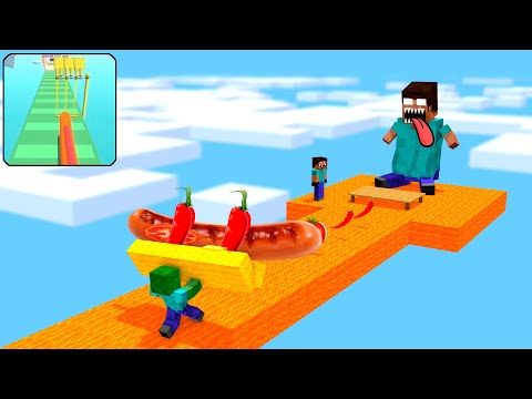 Minecraft Mobs: I WANT HOT-DOG RUNNER CHALLENGE - Minecraft animation