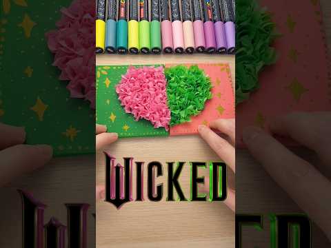 💖💚Wicked💖💚 Cute textured #art with your #bff #painting Glinda Elphaba pink green heart gift idea