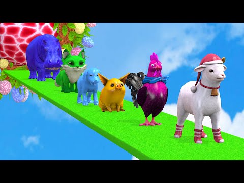 Paint Animals Duck,Tiger,Cow,Lion,Buffalo,Gorilla,Elephant,Dinosaur Fountain Crossing Animal Game