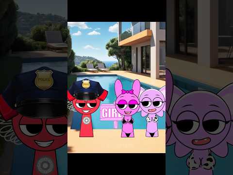 POV Pinki Milli Aqua are swimming in the pool Tele protects them but Oren... | Incredibox Sprunki