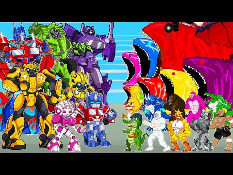 Transformers Bumblebee vs Optimus Prime Animated Film Godzilla! Full Bloop Robot Cartoon compilation
