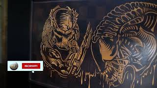 Custom end grain cutting board Alien vs Predator by ProWoodCut