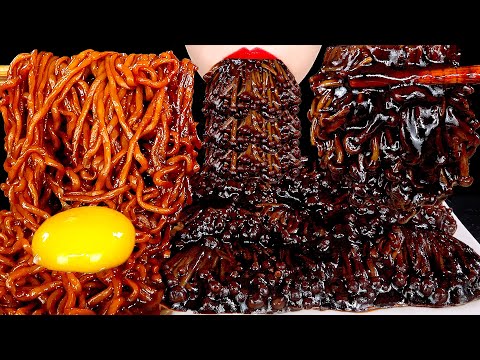 ASMR TRUFFLE BLACK BEAN NOODLES SPICY ENOKI MUSHROOMS 트러플짜파게티 짜장불닭팽이버섯 먹방 MUKBANG EATING SOUNDS