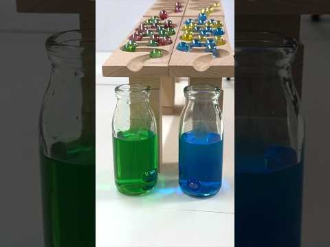 Marble Run ASMR 🟢 HABA Double Wave Slope, milk bottle of Water #shorts #marblerun @marblerunone