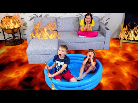 The Floor is Lava -  Ksysha and Nilki Plays with Mom | Ksysha Kids TV